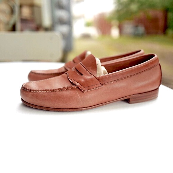 EUC G.H.Bass Weejuns Logan Classic Natural Tan Leather Slip On Penny Loafer 10.5 - Picture 1 of 14